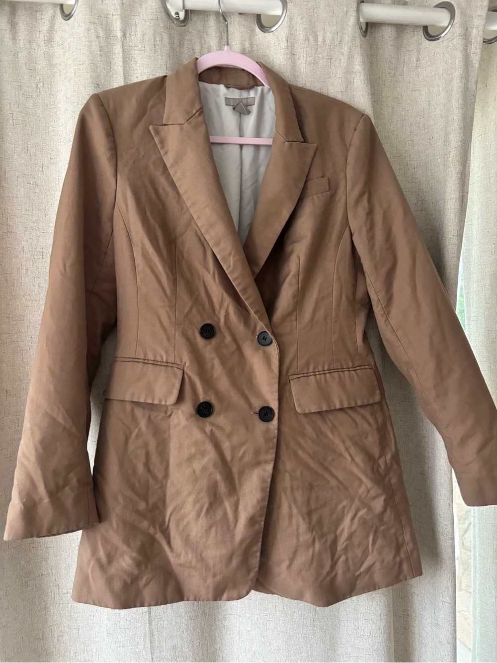 H&M Women's Double-Breasted Blazer in Camel